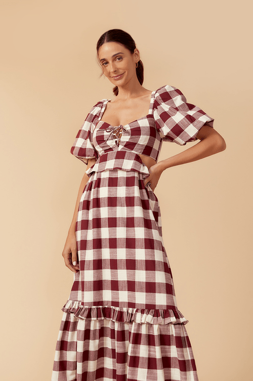 CROPPED PLAID DRESS WITH RUFFLES