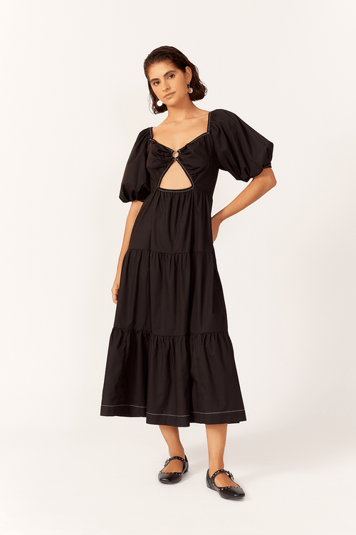 MIDI WAIST RUCHED DRESS