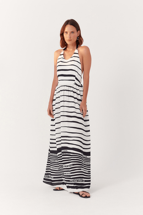 Long Halter Dress with Poem Print