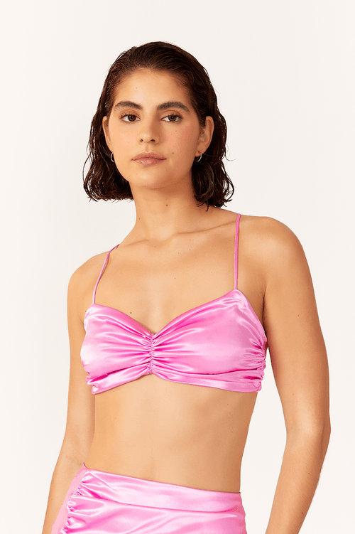 Ruched Satin Top