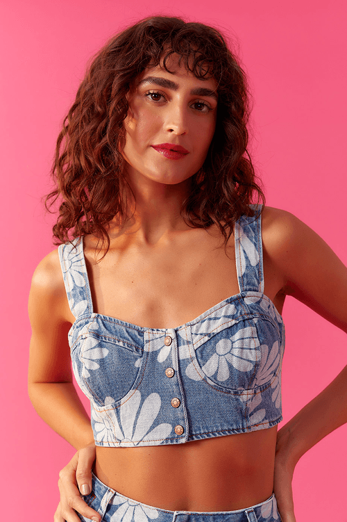 Jeans Top Made from Flowers