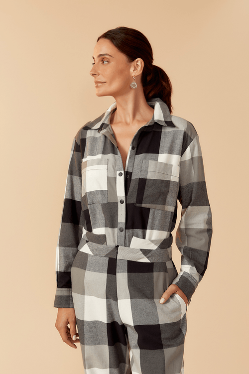 PLAID SHIRT WITH SIDE SLIT AND BUTTON