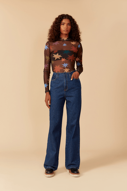 FRAYED WAISTBAND JEANS