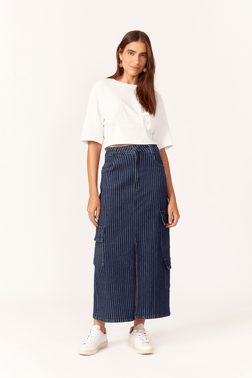 DARK STRIPE JEANS SKIRT