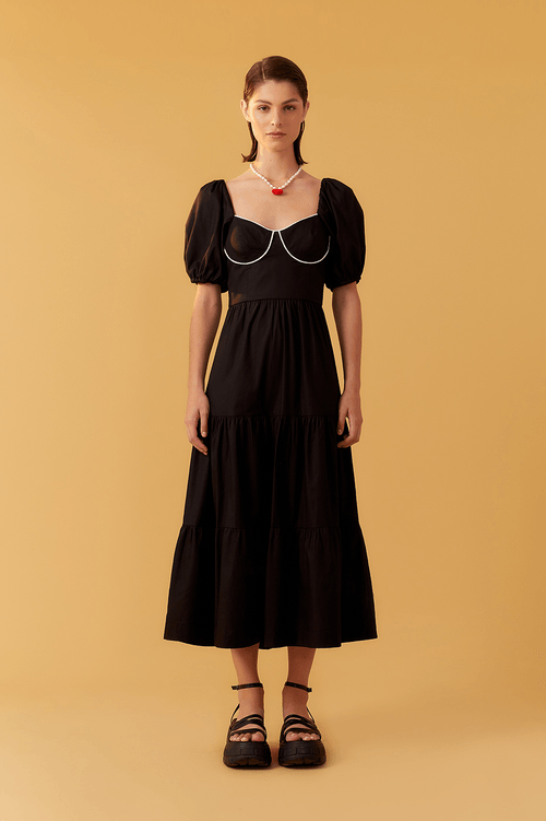 Midi Dress Vivid Black and White