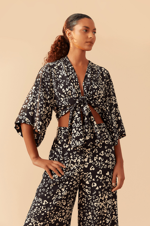 LOOSE BLOUSE WITH KNOT FRONT XODÓ PRINT
