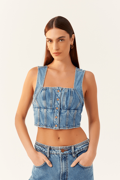 JEANS BLOUSE WITH CUTOUTS