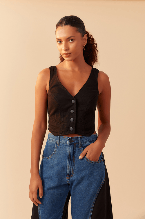 TWILL VEST BLOUSE