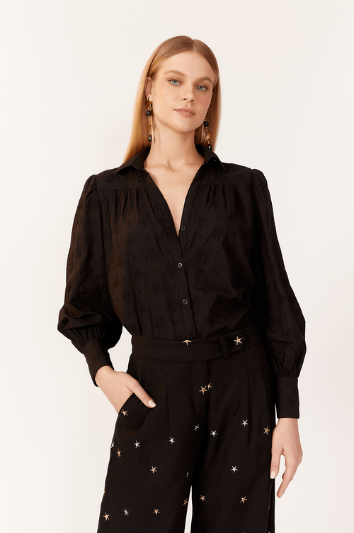 COTTON SHIRT WITH STAR MIX EMBROIDERY