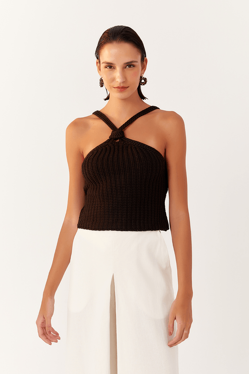 Knitted Blouse with Knot Detail