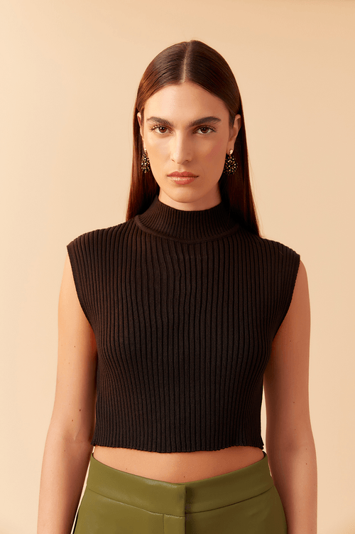 High Neck Tricot Blouse
