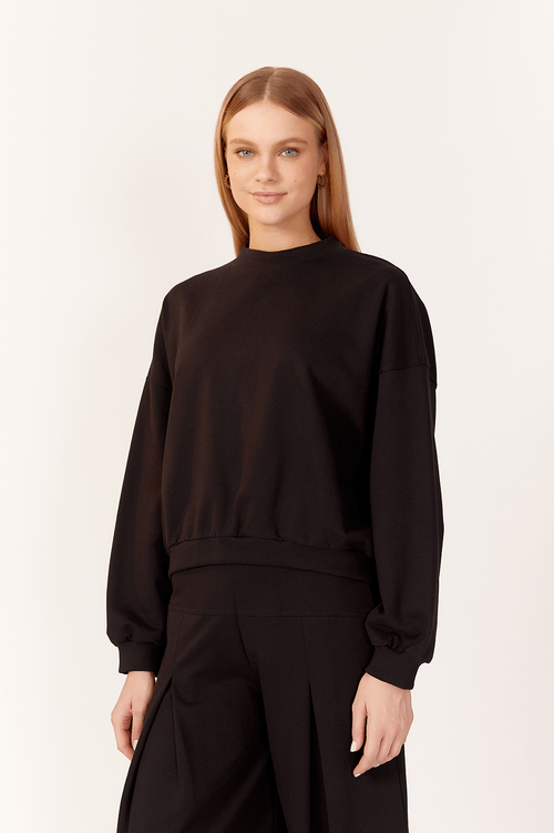 SWEATSHIRT BLOUSE WITH OVERLOCKED HEM