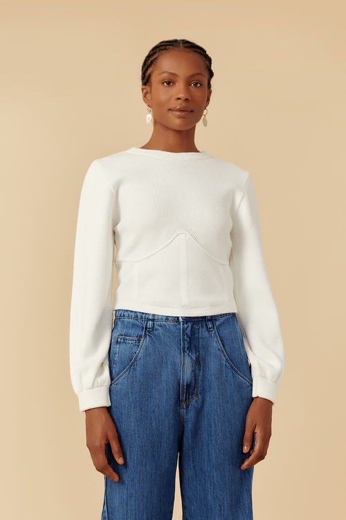 KNIT BLOUSE WITH DEFINED BUST