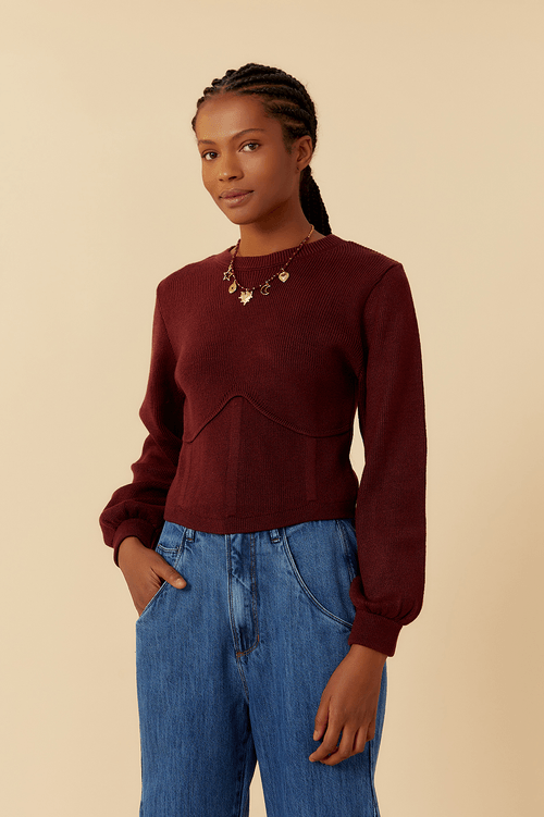 KNIT BLOUSE WITH MARKED BUST