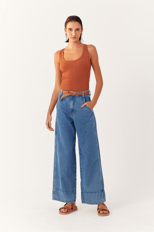 JEANS PANTS WITH HEM CUTOUT