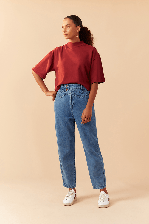 JEANS PANTS WITH YOKE CUTOUTS