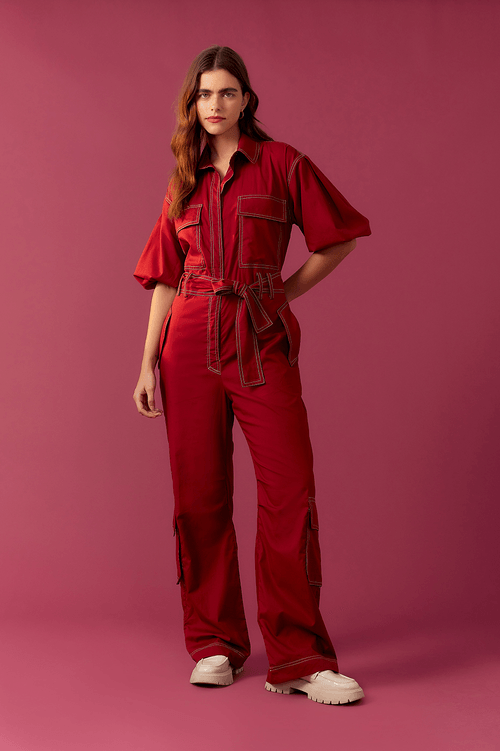 Cargo Jumpsuit Tailored Stitching