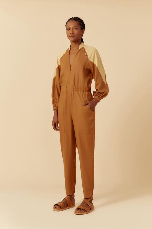 BICOLOR LINEN JUMPSUIT