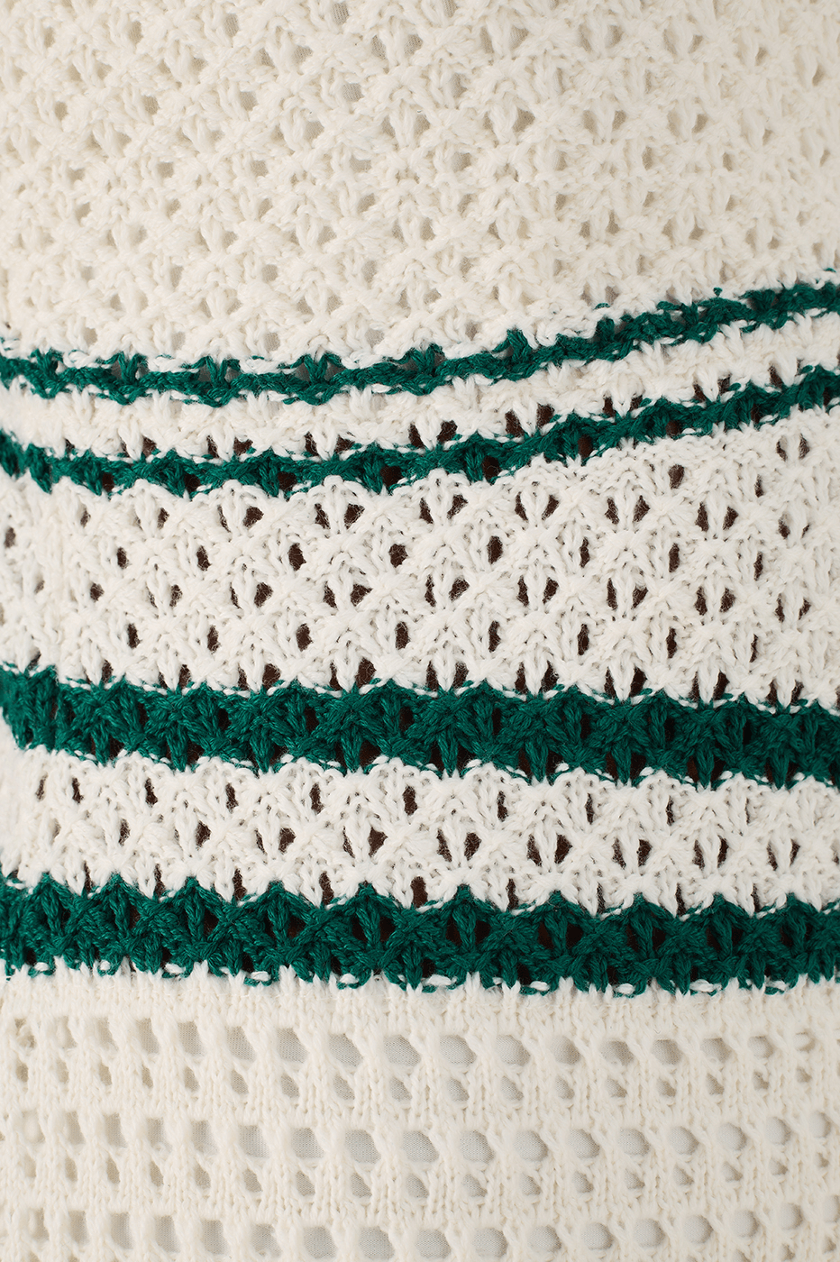 Off-white Striped Knit Dress with Forest Green - S