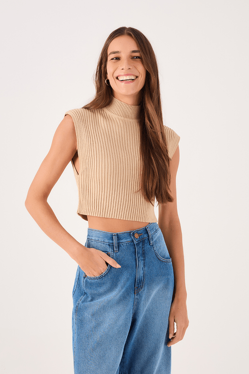 High Neck Tricot Blouse