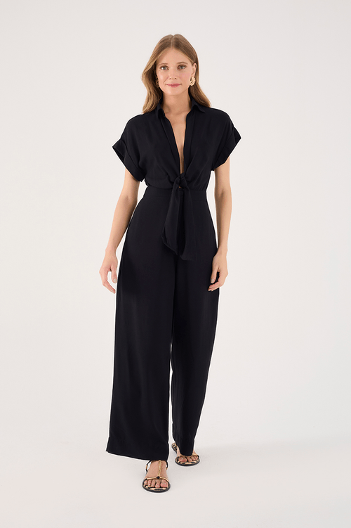 Tie Front Neckline Jumpsuit