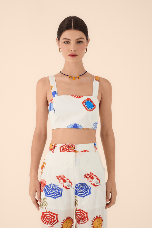 Cropped Top with Sun Print