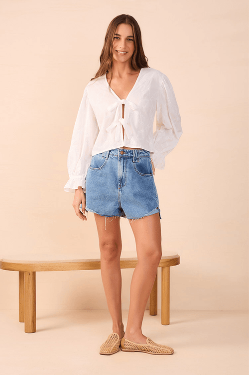 Side Slit Jean Shorts