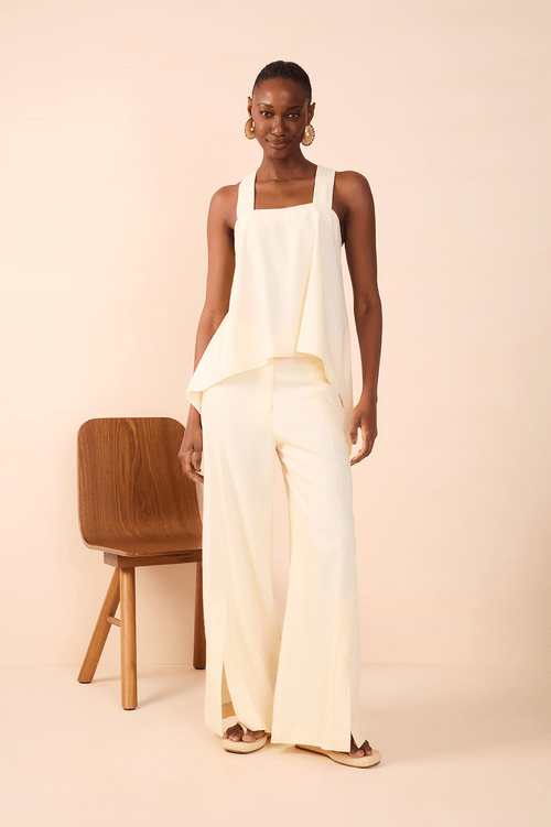 Linen Blouse with Crossed Back Straps