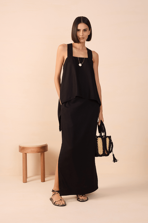 Linen Blouse with Crossed Back Straps
