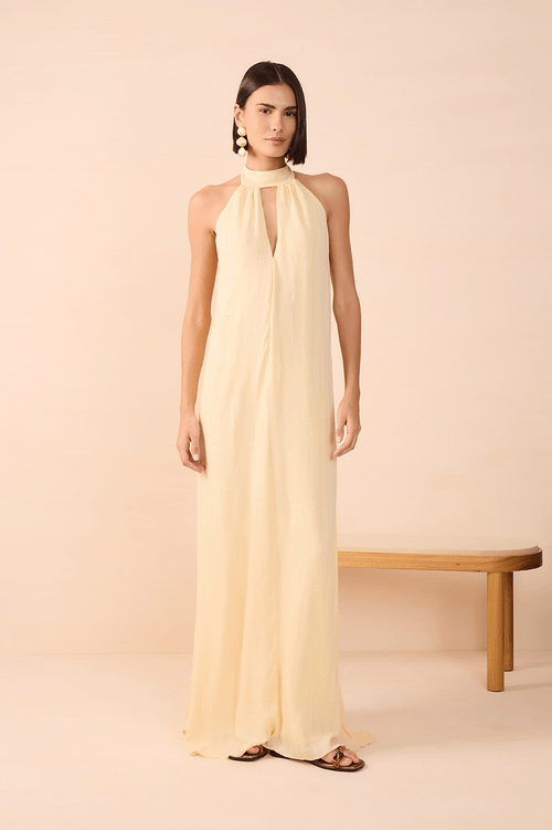 Lurex Halter Long Dress