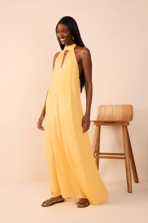 Lurex Halter Long Dress