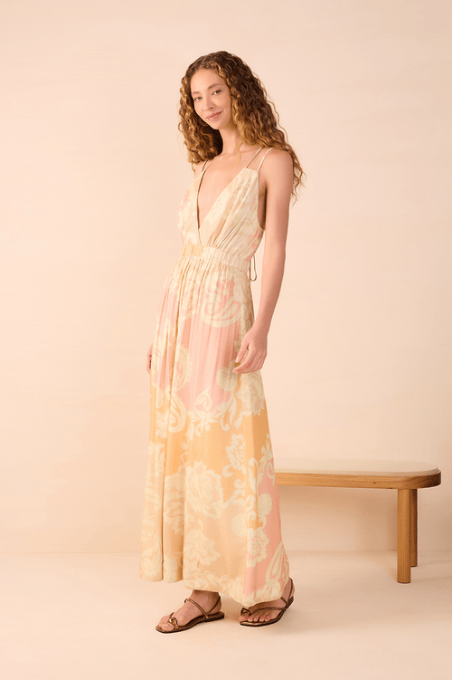 Long Dress with Sea Flower Print