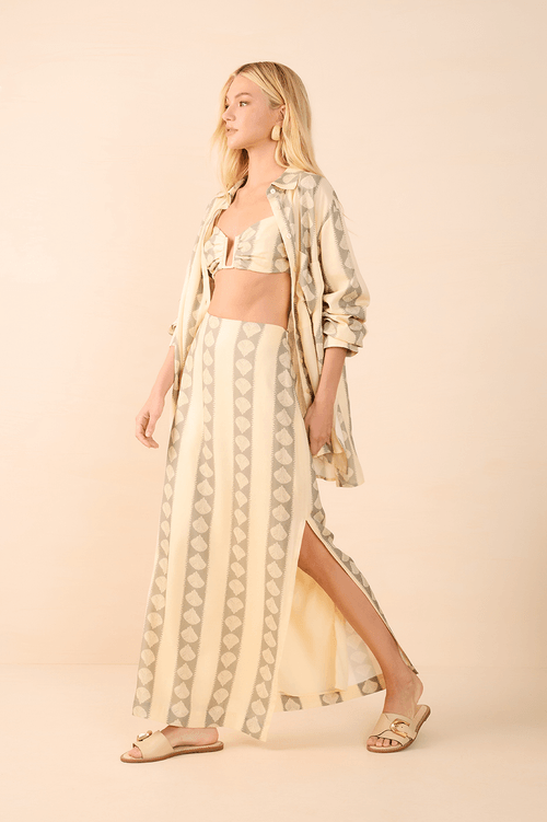 Atins Print Linen Cropped Skirt