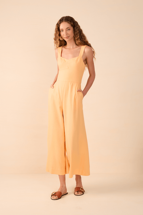 Linen Jumpsuit with Bust Cutout