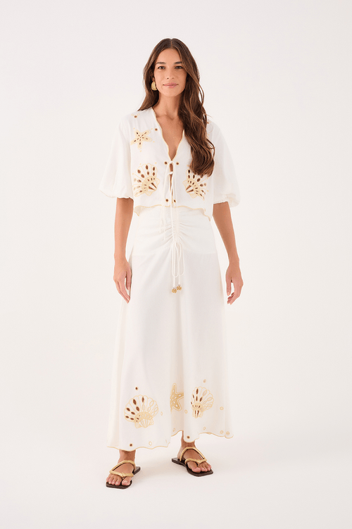 Rechilieu Embroidered Linen Blouse