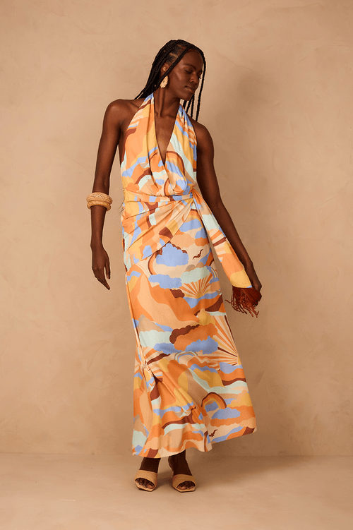 Long Sunset Print Dress