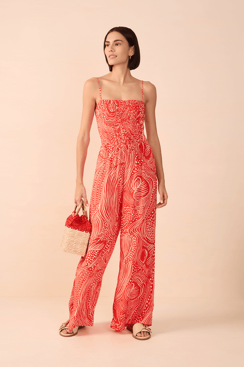 Lastex Jumpsuit with Guará Lagoon Print
