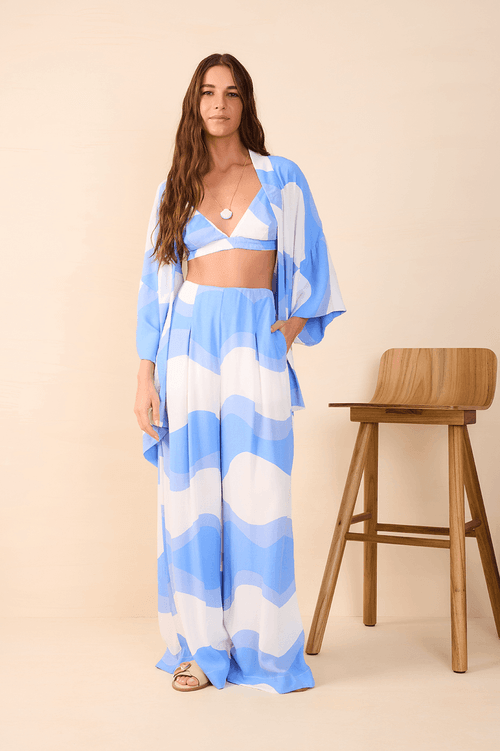 Kimono with Crepe Top with Flowing Print