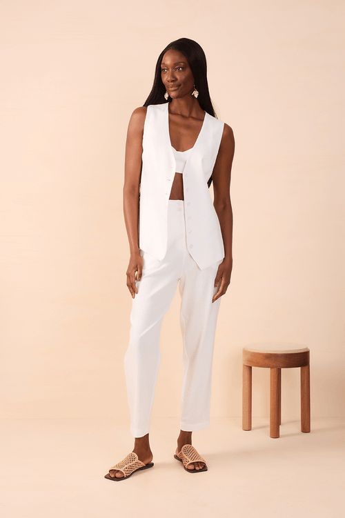 Linen Vest with Tie Back