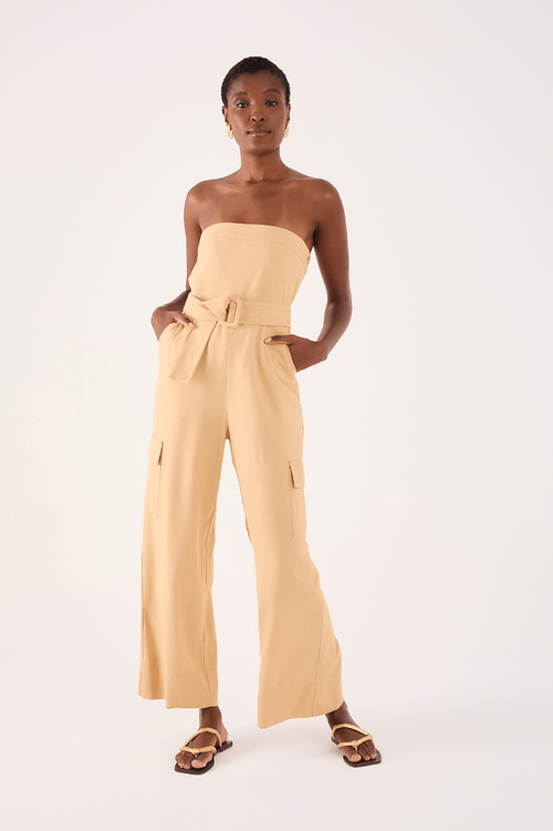 Linen Jumpsuit with Stitched Belt