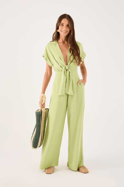 Tie Front Neckline Jumpsuit