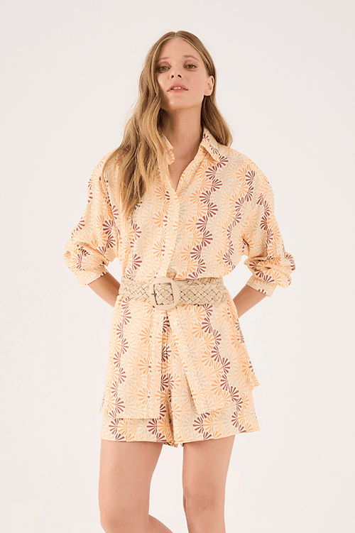 Linen Shirt with Radiant Print