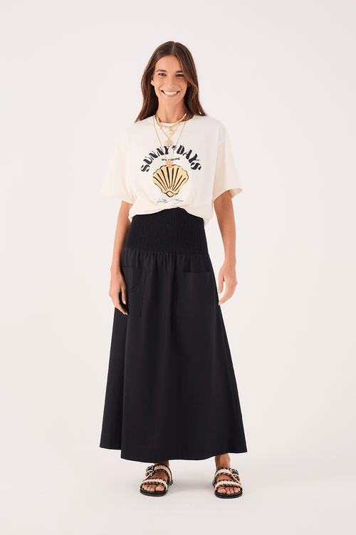 Cotton Midi Lastex Pala Skirt