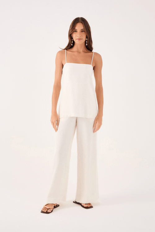 Pleated Pants with Elastic Waistband