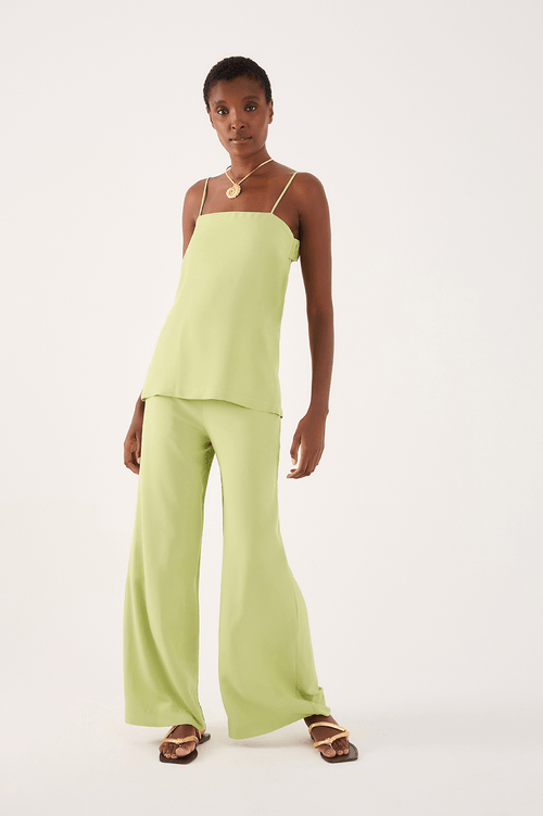 Pleated Pants with Elastic Waistband