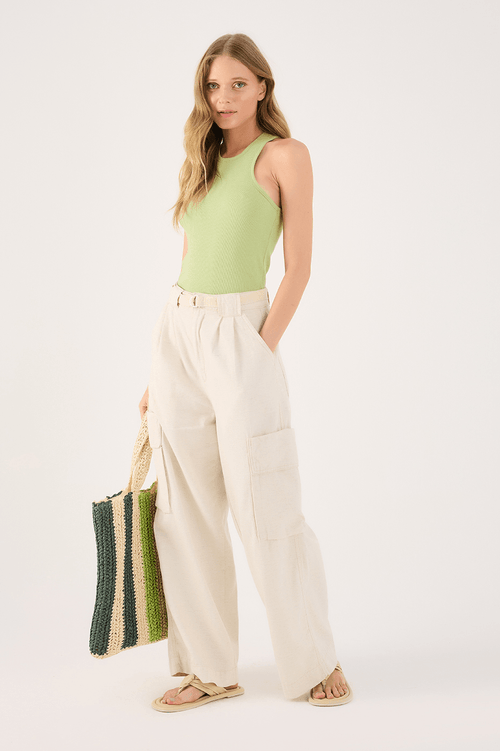 Linen Twill Trousers with Belt