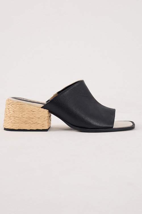 Two-tone Leather Heeled Sandal