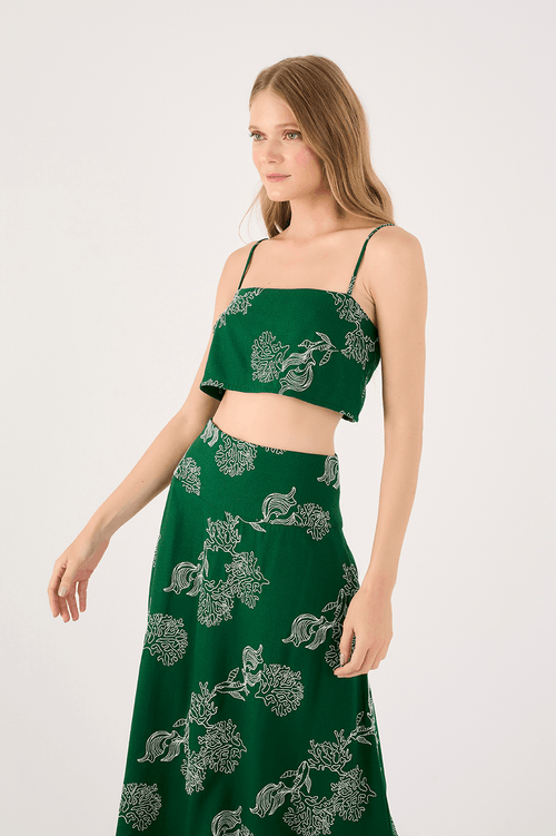 Embroidered Linen Straight Top Recife