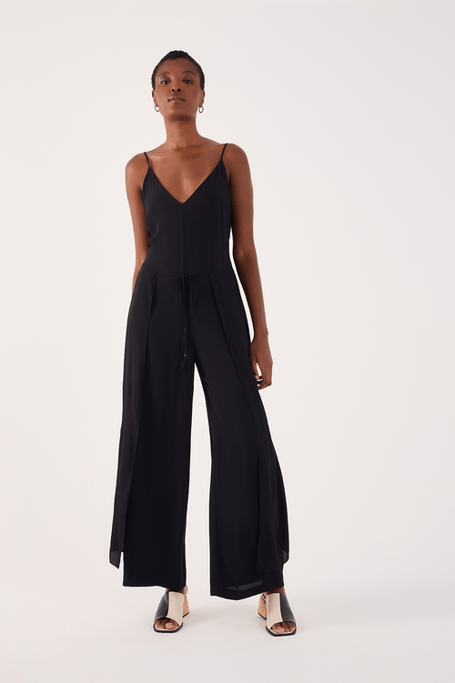 Crepe Jumpsuit with Overlap Front