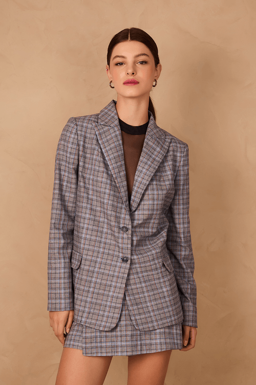 Oversized Plaid Tailored Blazer